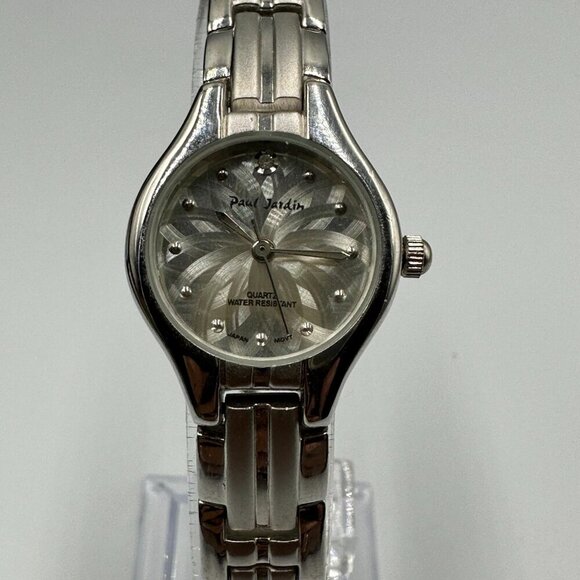 3/$30 Paul Jardin Watch Women Silver Tone Quartz Bracelet Water Resistant 8" - Picture 1 of 13